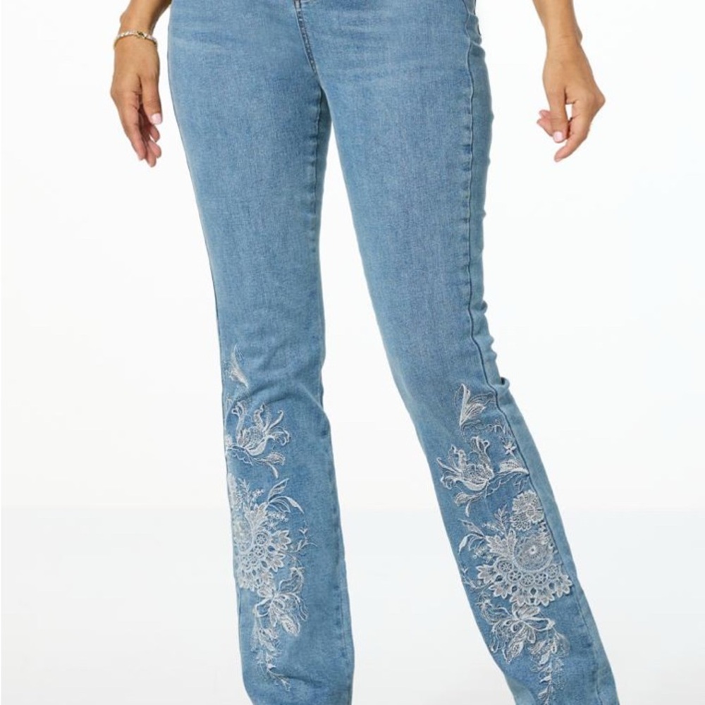 DG2 Dianne Gilman Embroidered Blue Jeans